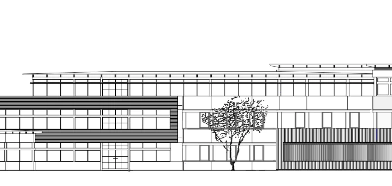 Schulgebäude - Zeichnung Das Bild stellt ist eine Zeichnung des Schulgebäudes